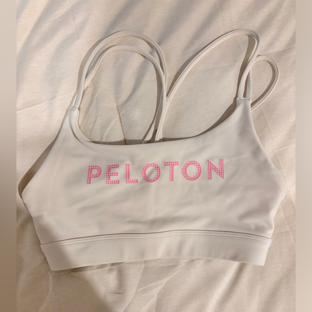 Worn once. Peloton cadent strappy elevate bra XS, color: pearl